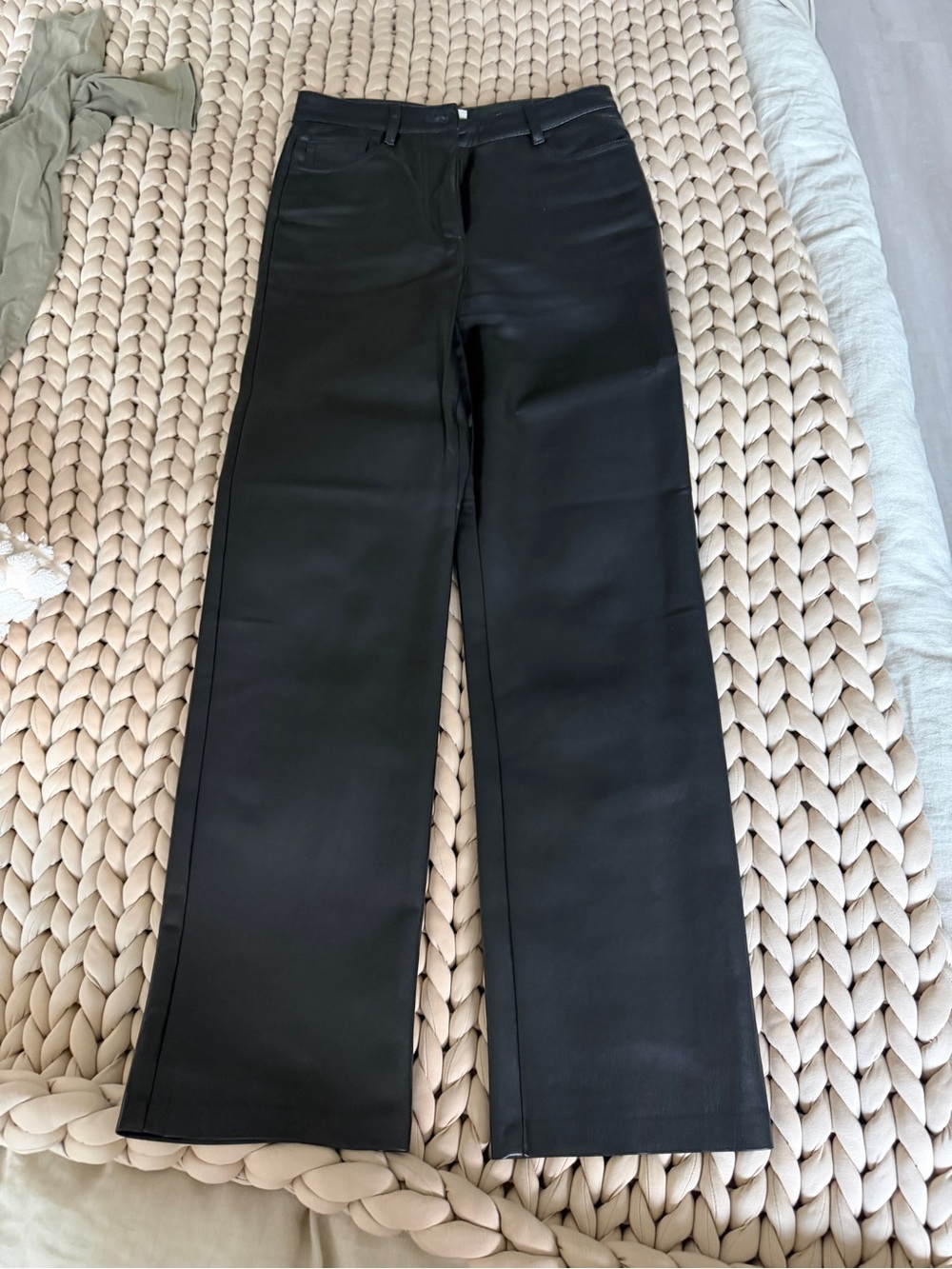 Wilfred Black Straight-Leg faux leather Trousers